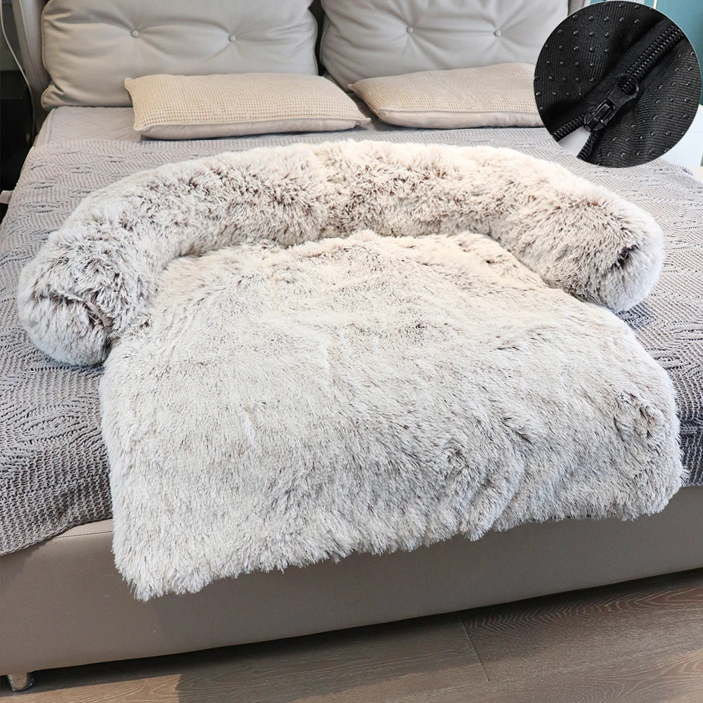 Washable Plush Dog Sofa Bed - Calming Cushion for Large Dogs and Cats, Winter Warm Pet Kennel Mat, Ideal for Dropshipping