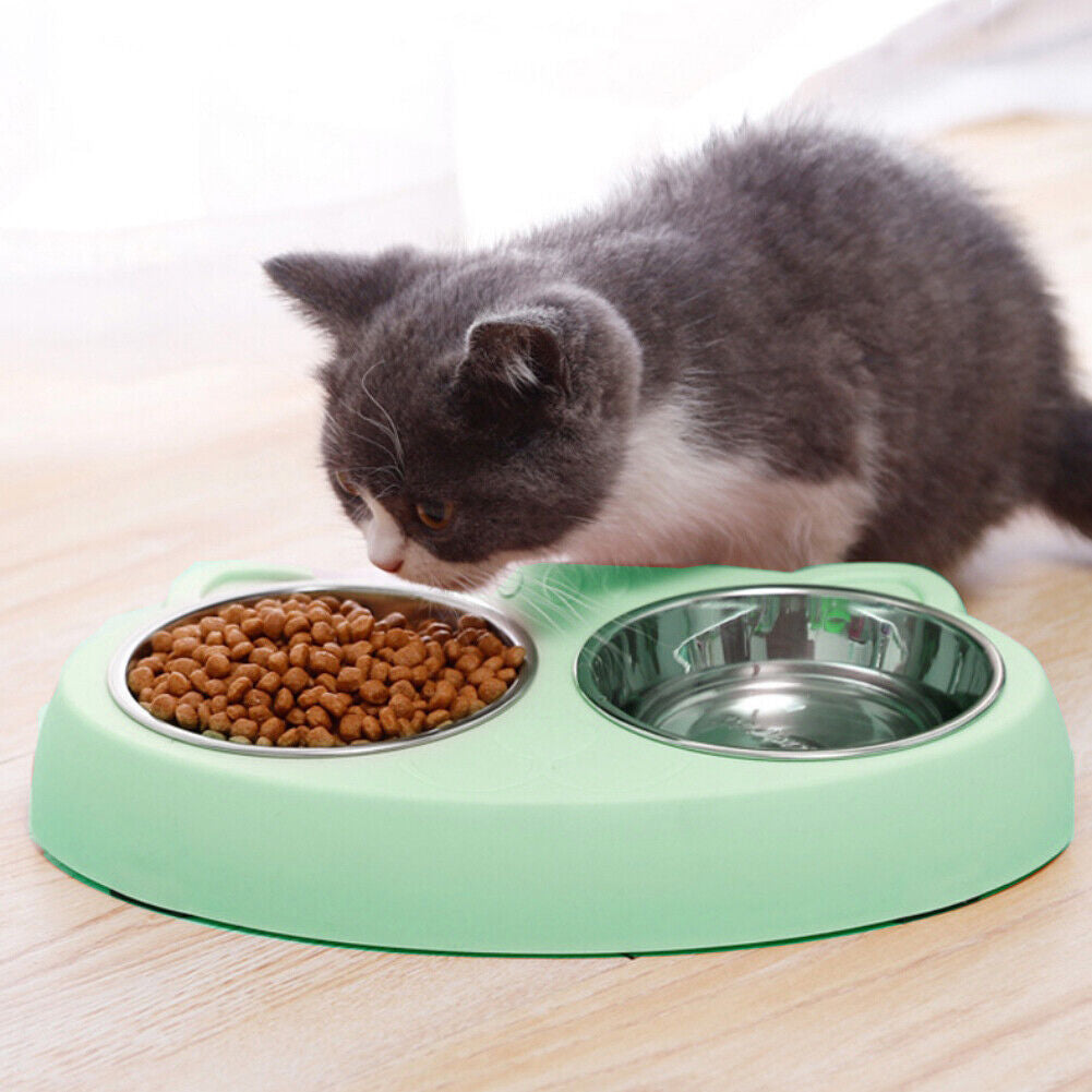 Double Stainless Steel Dog Bowls for Food and Water with Non-Slip Base