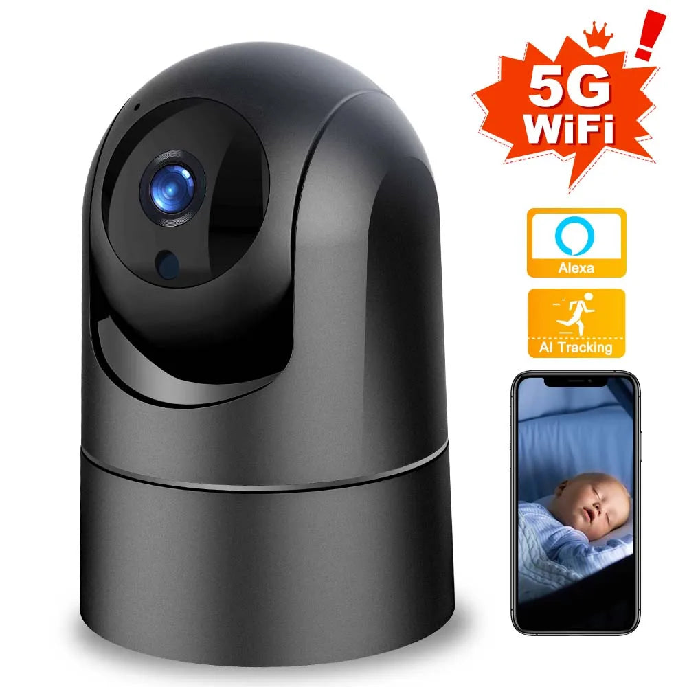 4MP 5G WiFi Indoor Baby Monitor with Auto Tracking and Audio/Video Surveillance, Compatible with Alexa