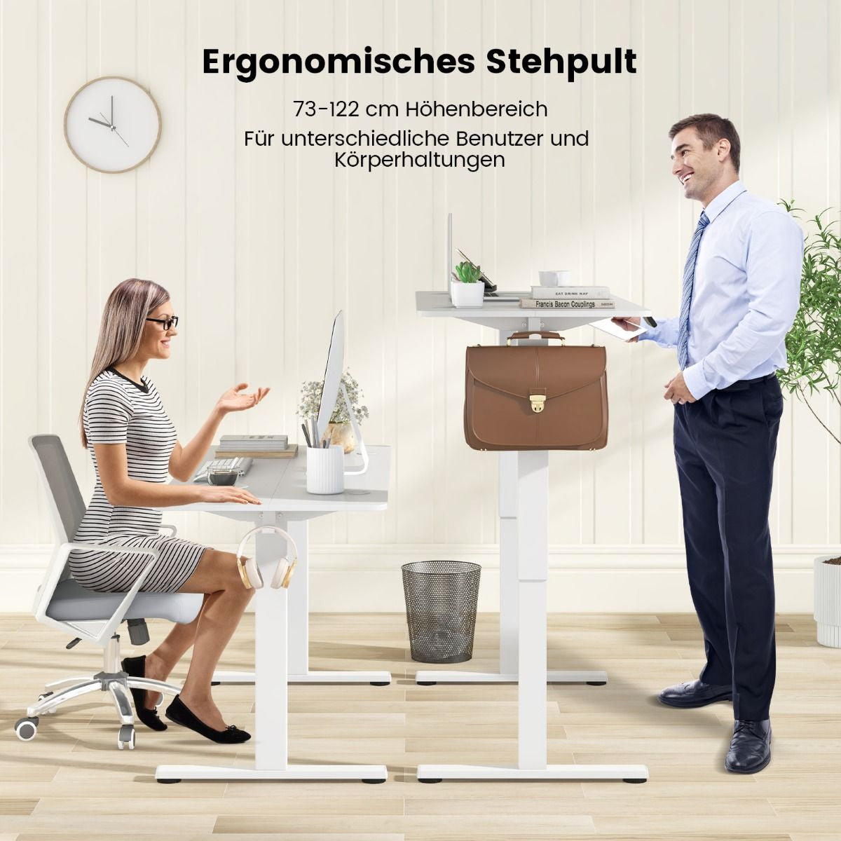 Höhenverstellbarer Schreibtisch 140 X 60 Cm Elektrischer Stehschreibtisch Weiß