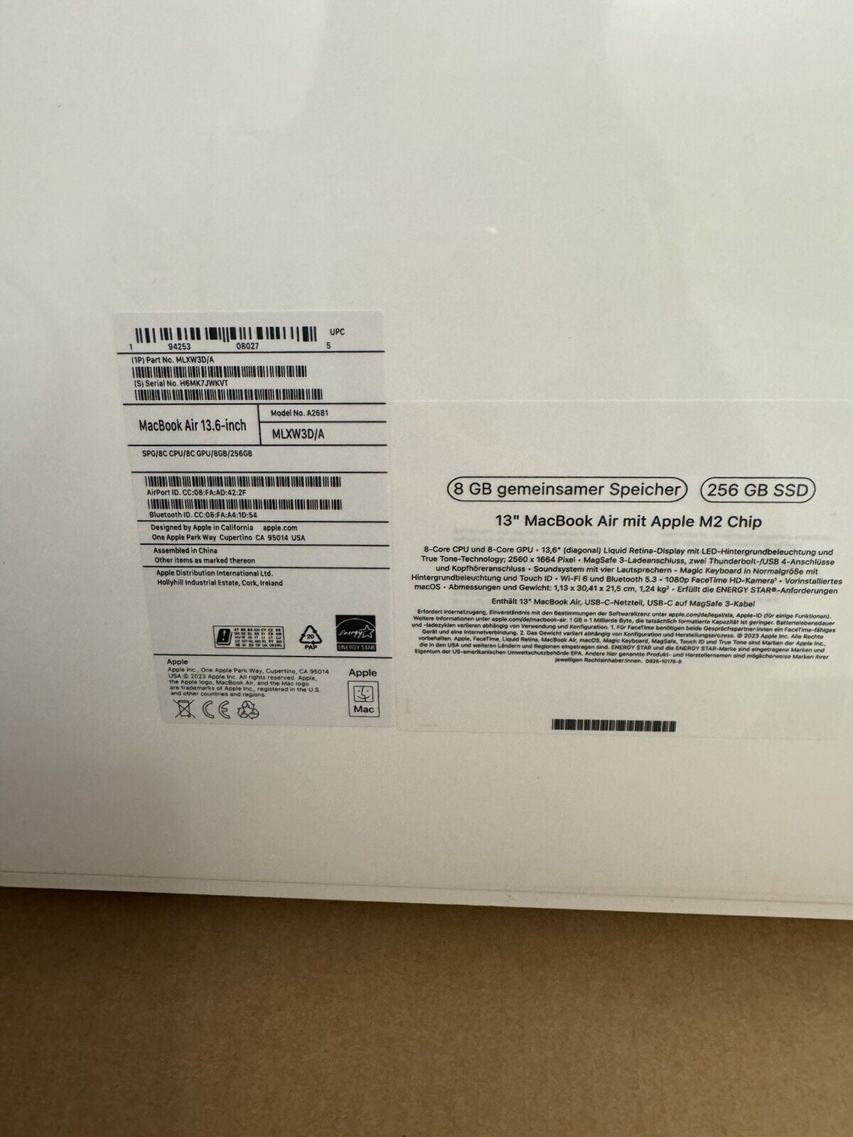 Apple Macbook Air 13,6 Zoll (256GB SSD, Apple M2, 8GB RAM) Laptop - Space Grau - MLXW3D/A (Juni, 2022)