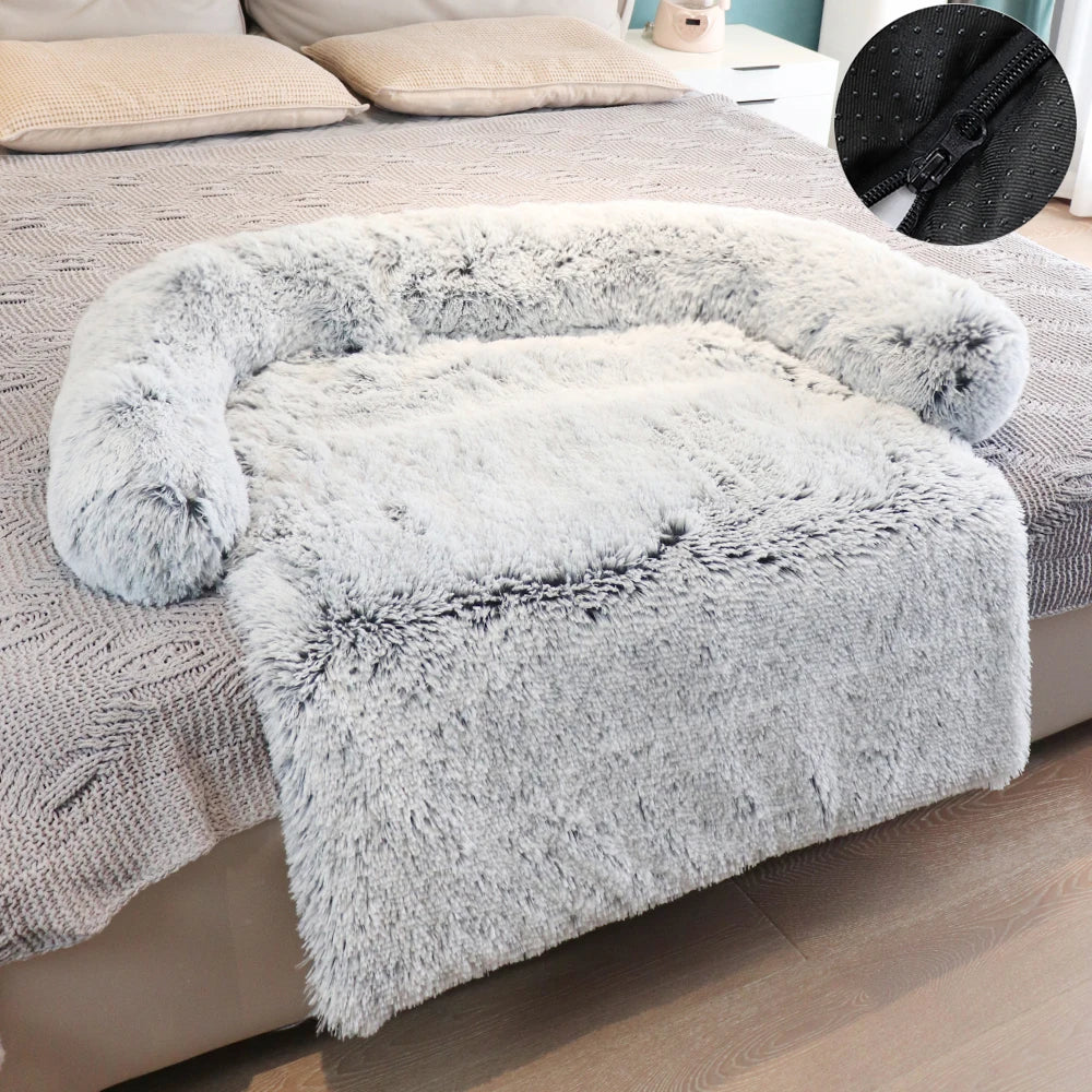 Washable Plush Dog Sofa Bed - Calming Cushion for Large Dogs and Cats, Winter Warm Pet Kennel Mat, Ideal for Dropshipping