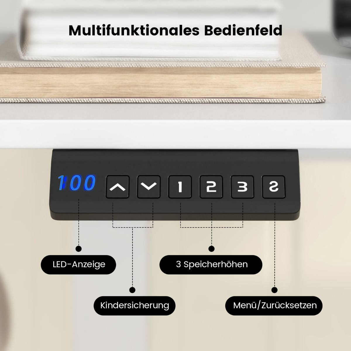 Höhenverstellbarer Schreibtisch 140 X 60 Cm Elektrischer Stehschreibtisch Weiß