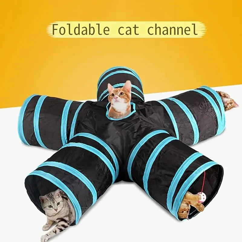 Durable Foldable Cat Play Tunnel with Crinkle Toy for Cats, Guinea Pigs, and Rabbits