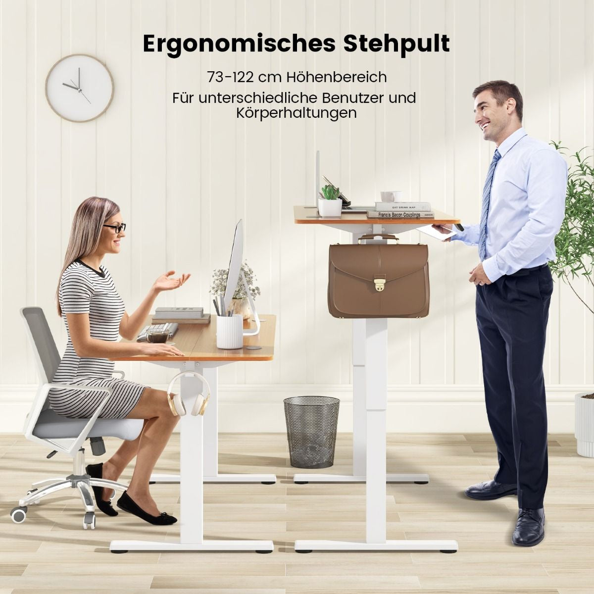 Höhenverstellbarer Schreibtisch 140 X 60 Cm Elektrischer Stehschreibtisch Natur