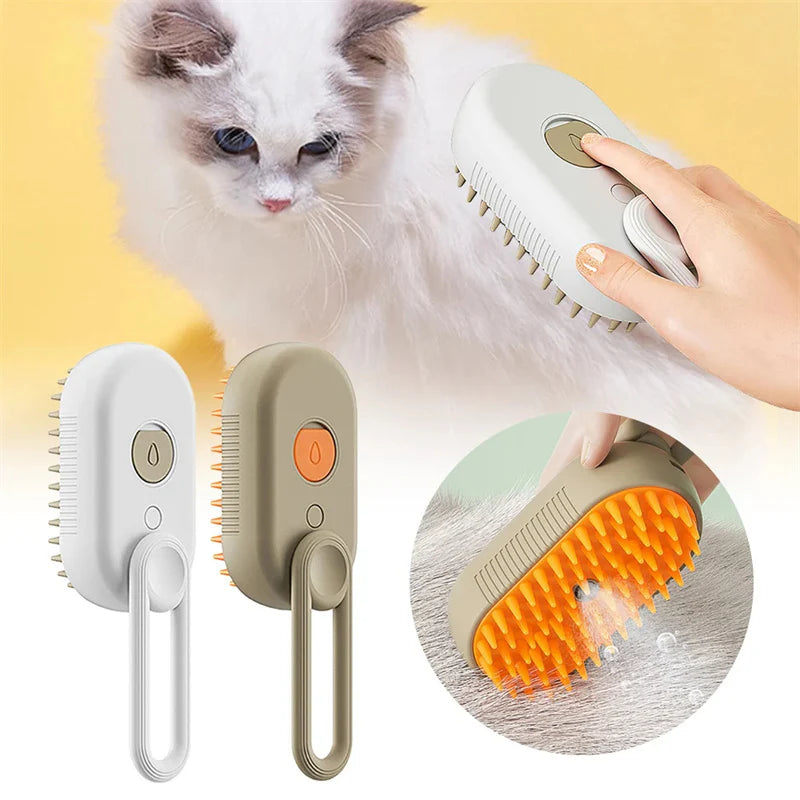 3-in-1 Electric Pet Grooming Brush with Steam Spray for Cats and Dogs - Massage and Hair Removal Comb