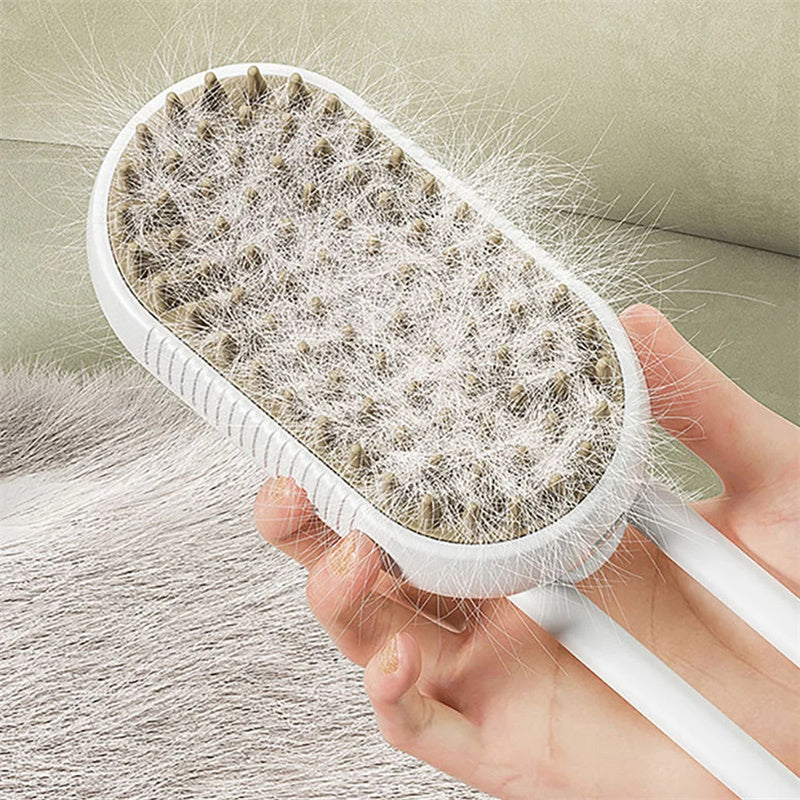 3-in-1 Electric Pet Grooming Brush with Steam Spray for Cats and Dogs - Massage and Hair Removal Comb