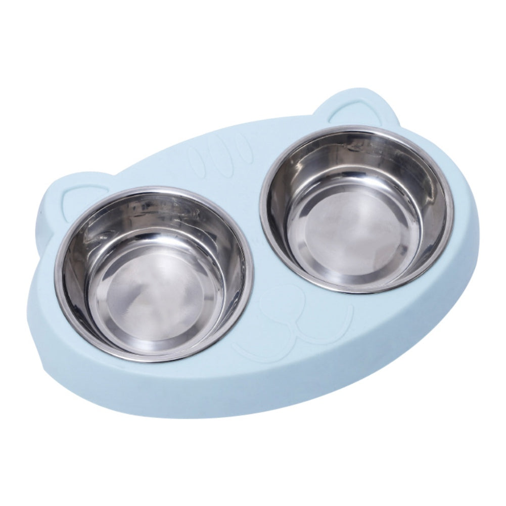 Double Stainless Steel Dog Bowls for Food and Water with Non-Slip Base