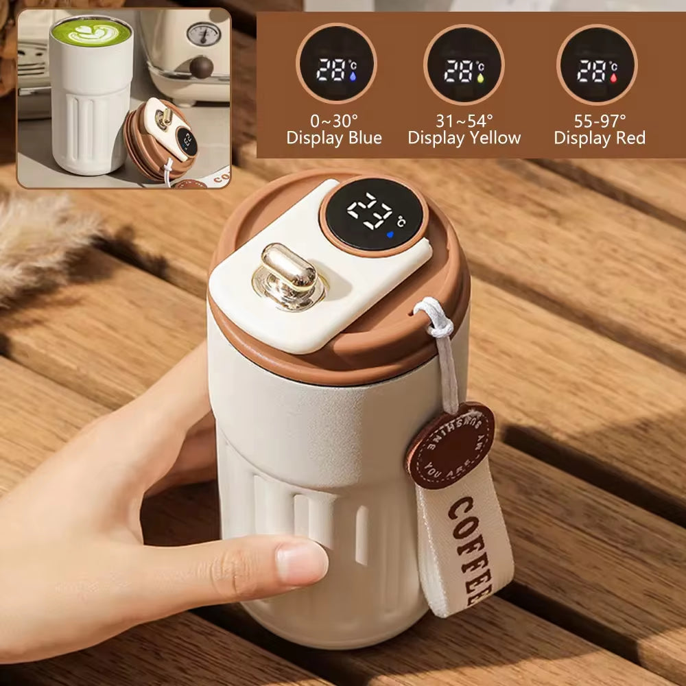 Smart Thermos Bottle with LED Temperature Display - 316 Stainless Steel Portable Vacuum Tumbler Mug