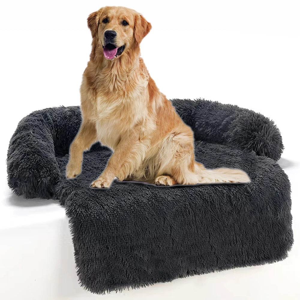 Washable Plush Dog Sofa Bed - Calming Cushion for Large Dogs and Cats, Winter Warm Pet Kennel Mat, Ideal for Dropshipping