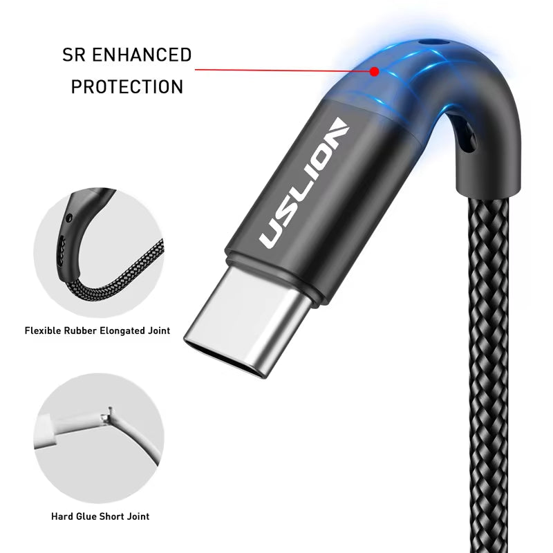 3A Fast Charging USB Type-C Cable for Samsung S24, S23, and Xiaomi Mi 14 Mobile Phones