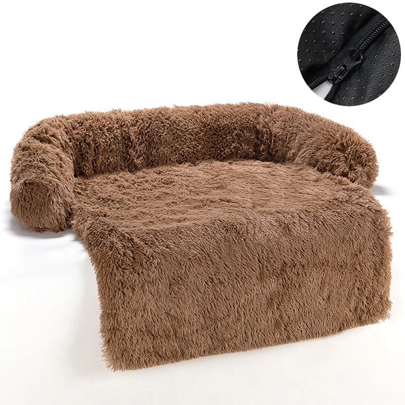 Washable Plush Dog Sofa Bed - Calming Cushion for Large Dogs and Cats, Winter Warm Pet Kennel Mat, Ideal for Dropshipping