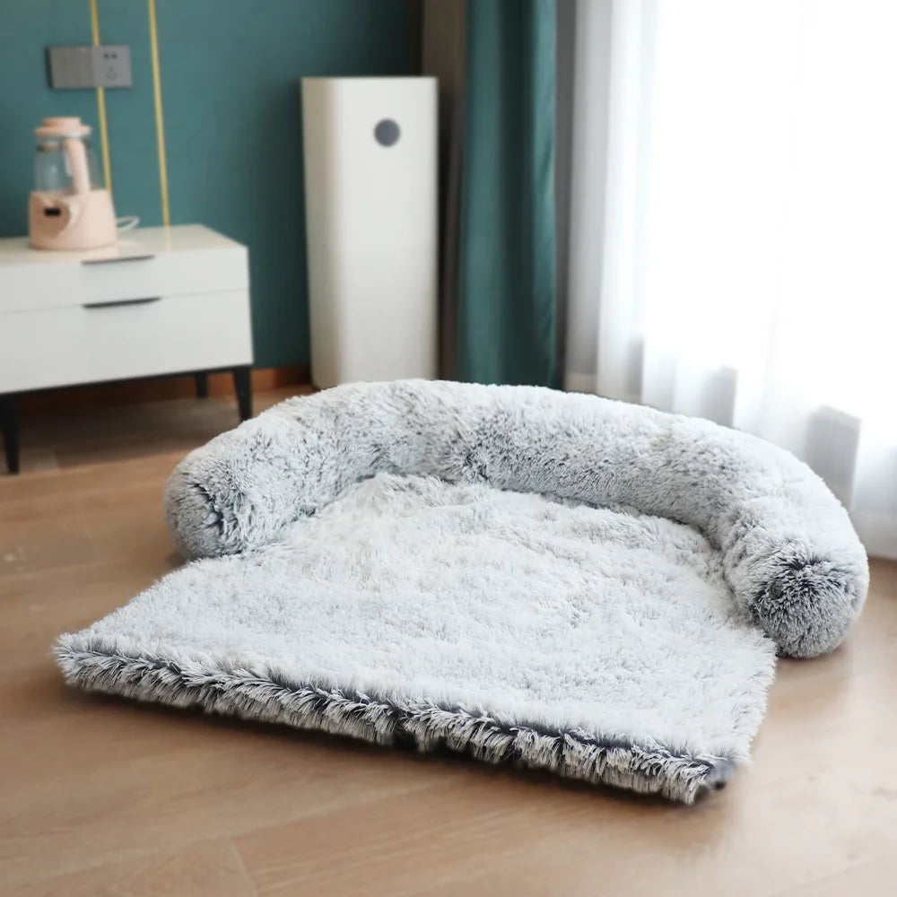 Washable Plush Dog Sofa Bed - Calming Cushion for Large Dogs and Cats, Winter Warm Pet Kennel Mat, Ideal for Dropshipping