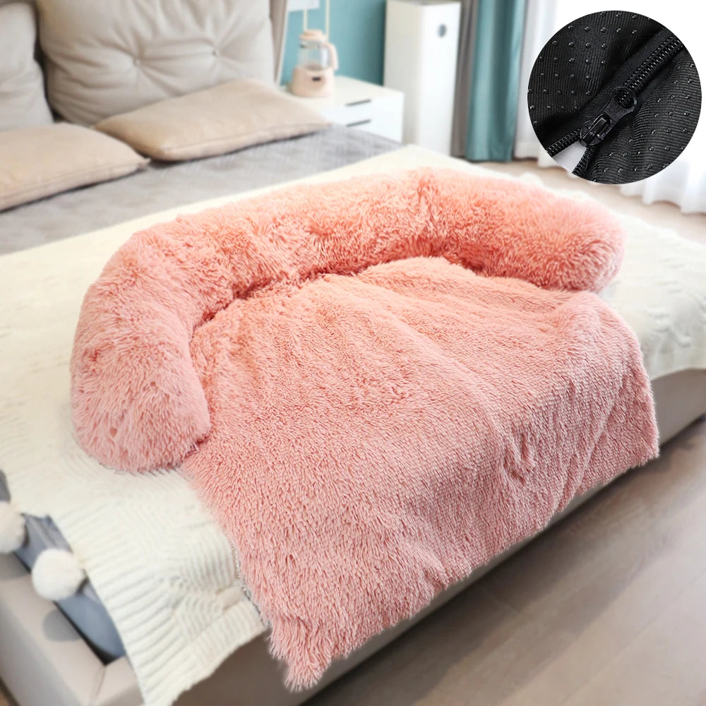 Washable Plush Dog Sofa Bed - Calming Cushion for Large Dogs and Cats, Winter Warm Pet Kennel Mat, Ideal for Dropshipping