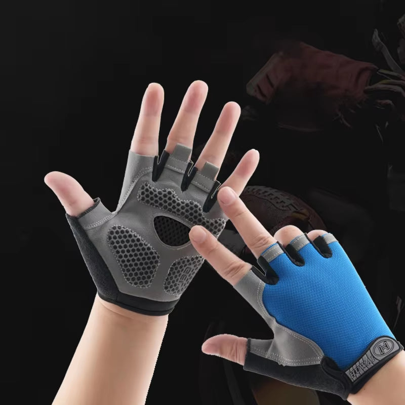 Men's and Women's Half Finger Cycling Gloves - Breathable, Anti-Slip Fitness Training Mittens