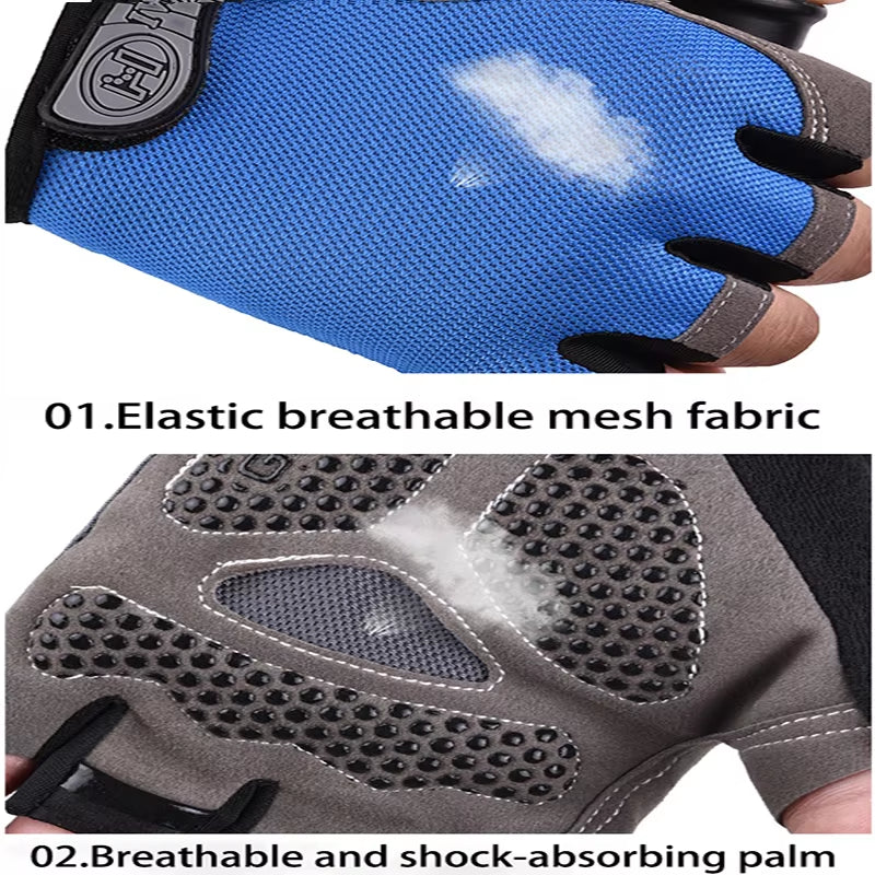 Men's and Women's Half Finger Cycling Gloves - Breathable, Anti-Slip Fitness Training Mittens