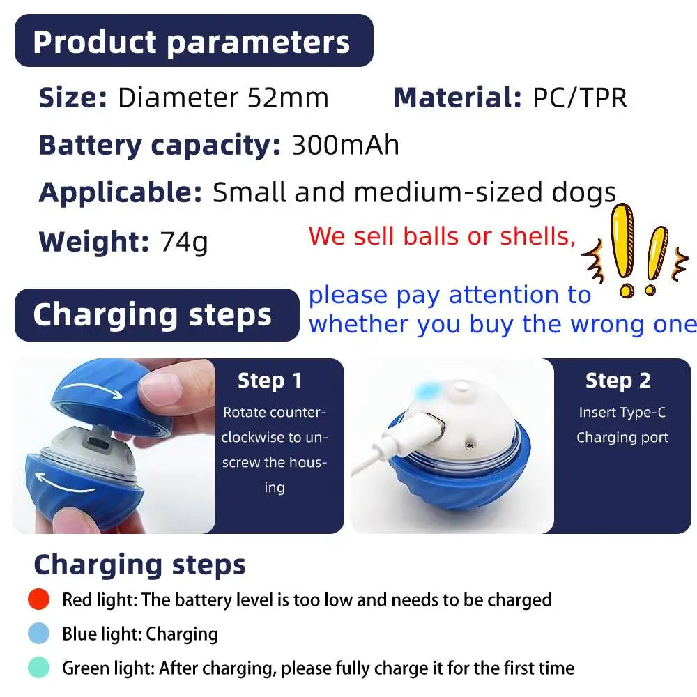 Interactive Smart Dog Toy Ball - Electronic Moving Ball & Shell with USB Charging for Puppies and Cats - Ideal Birthday Gift