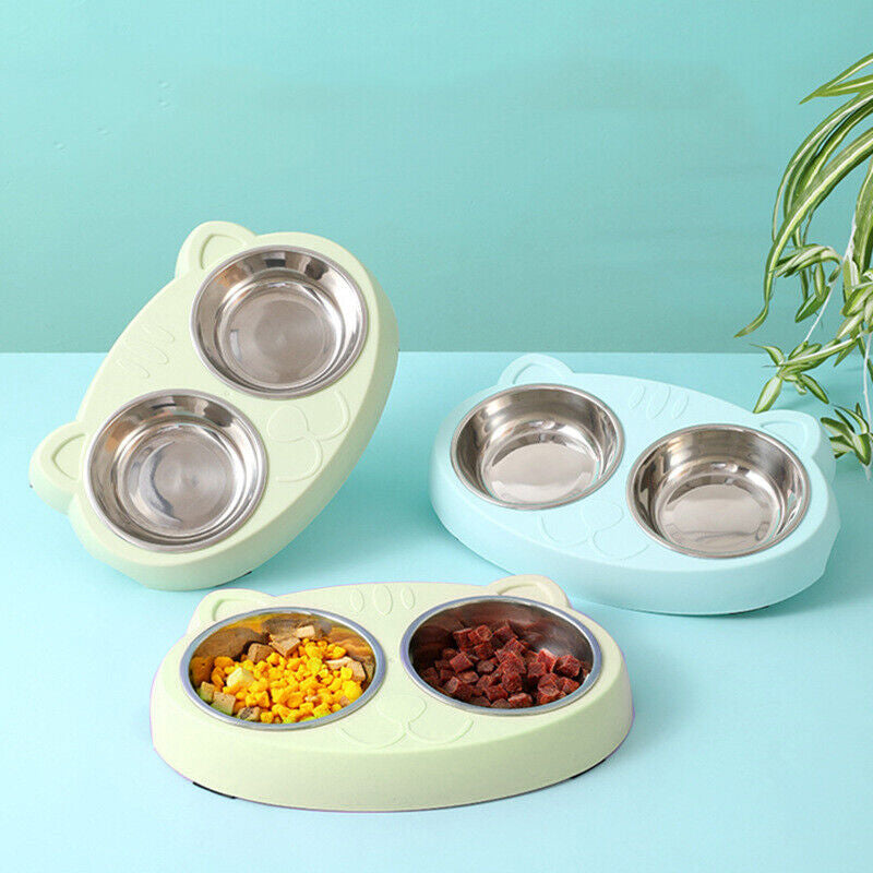 Double Stainless Steel Dog Bowls for Food and Water with Non-Slip Base