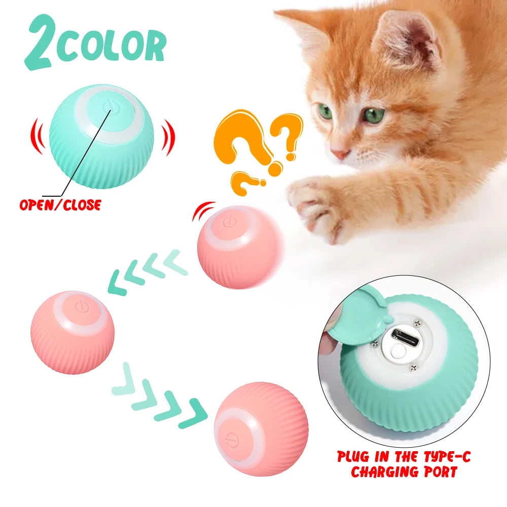 Automatic Interactive Rolling Ball Cat Toy - Self-Moving Electric Toy for Indoor Play and Training