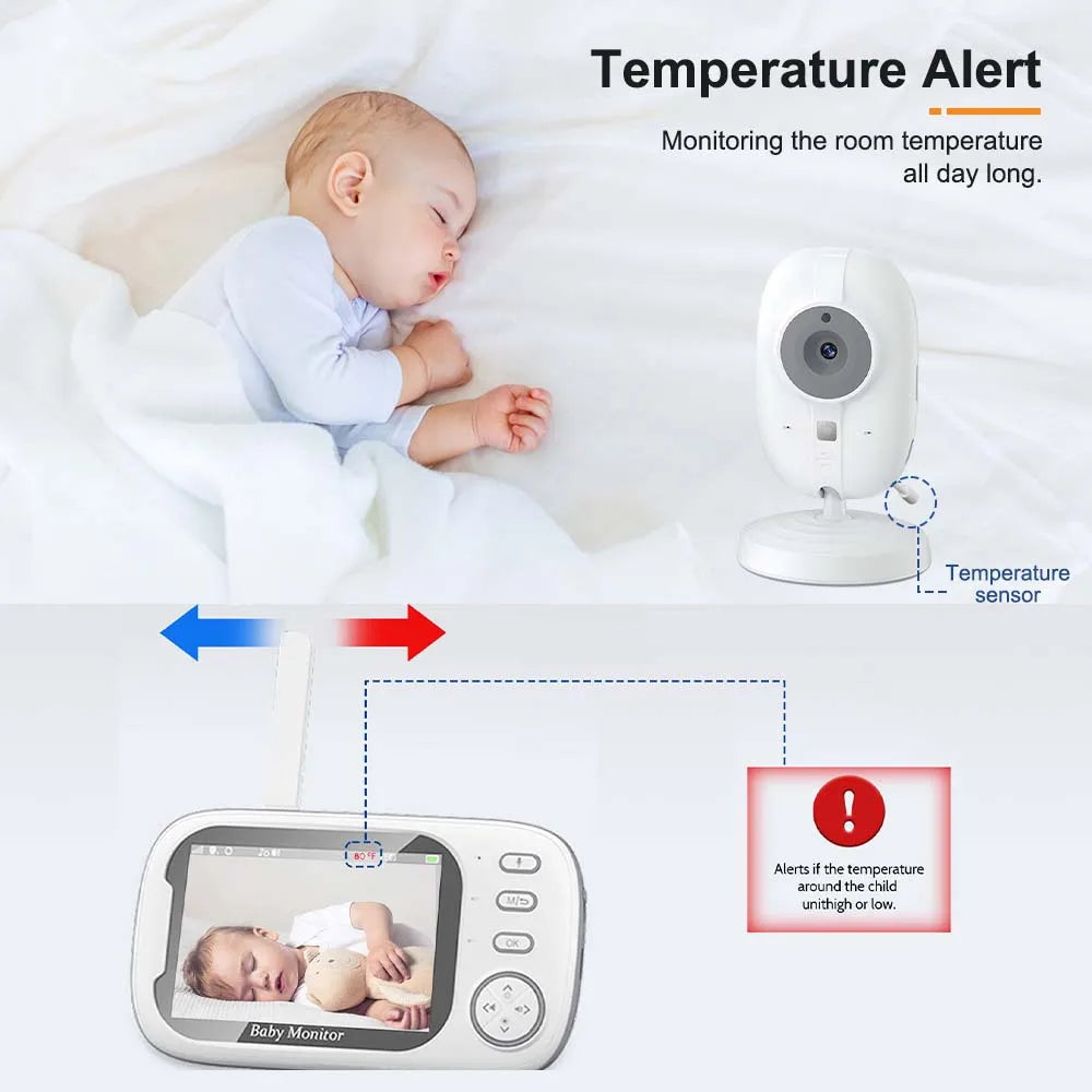 3.5-Inch Video Baby Monitor with 2.4G Two-Way Audio, Night Vision, and Temperature Display