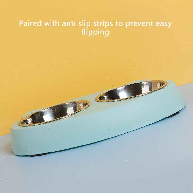 Double Stainless Steel Dog Bowls for Food and Water with Non-Slip Base